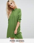 Noisy May Petite Debby Asymmetric Shirt Dress - Green