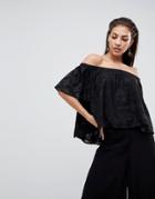 Finders Keepers Better Days Off Shoulder Ruffle Top - Black