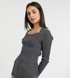 M Lounge Fitted Sweater With Structured Neckline In Rib Knit-brown