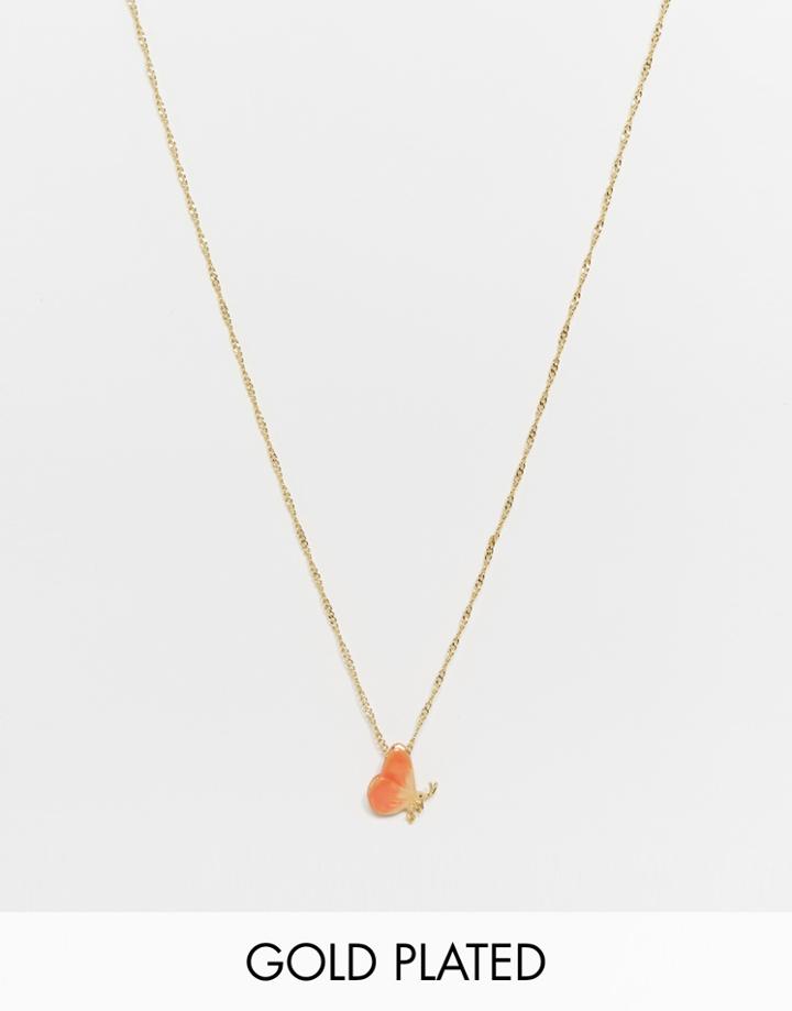 Les Nereides Butterfly Necklace - Pink