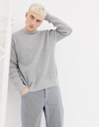 Weekday Smyth Waffle Knit Sweater In Gray - White