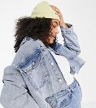 Don't Think Twice Plus Cropped Oversized Denim Jacket-blue