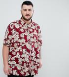 Jacamo Plus Short Sleeve Shirt In Floral Print - Red