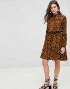 Rage Long Sleeve Floral Skater Dress - Yellow