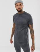 The Couture Club T-shirt In Gray Pinstripe - Gray