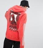 Crooked Tongues Hoodie In Pink Overdye With Back Print - Pink