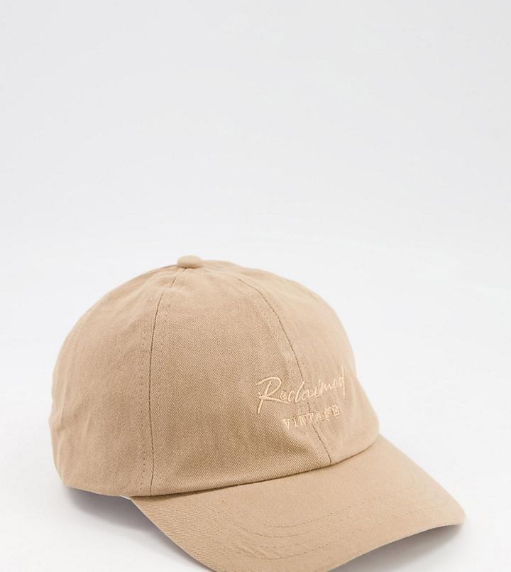 Reclaimed Vintage Inspired Unisex Cap With Logo Embroidery In Sand-neutral