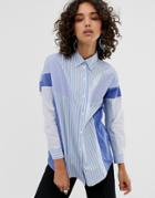 Asos White Stripe Mix Shirt - Blue