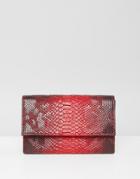 Prettylittlething Snake Clutch Bag In Red - Red