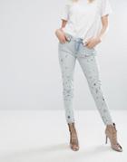 Blank Nyc Skinny Jean With Paint Splash And Rips - Blue