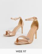 Simply Be Extra Wide Fit Morgan Barely There Heeled Sandal In Rose Gold - Gold