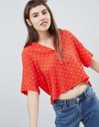 Monki Cropped Blouse - Red