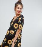 Asos Design Maternity Sunflower Print V Neck Swing Dress - Multi