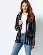 Ichi Longline Striped Cardigan - Phantom