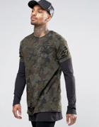 Siksilk Double Layer T-shirt With Distressing - Green