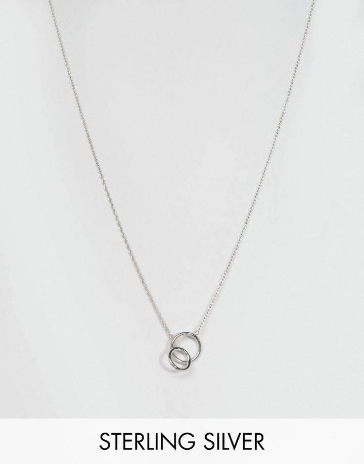 Lavish Alice Sterling Silver Open Circle Drop Chain Necklace - Silver