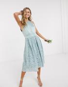 Oasis Bridesmaid Lace Skater Dress In Mint-green