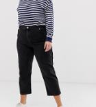 Asos Design Curve Florence Authentic Straight Leg Jeans In Washed Black - Black