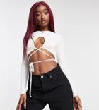 Missy Empire Exclusive Cut Out Strappy Top With Belt Detail In Buttercream-white