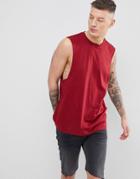 Asos Design Tank With Dropped Arm Hole In Red - Red