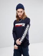 Dc Shoes Long Sleeve T-shirt With Sleeve Print - Navy