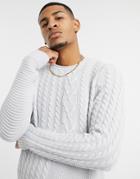 New Look Cable Knit Detail Sweater In Gray-grey