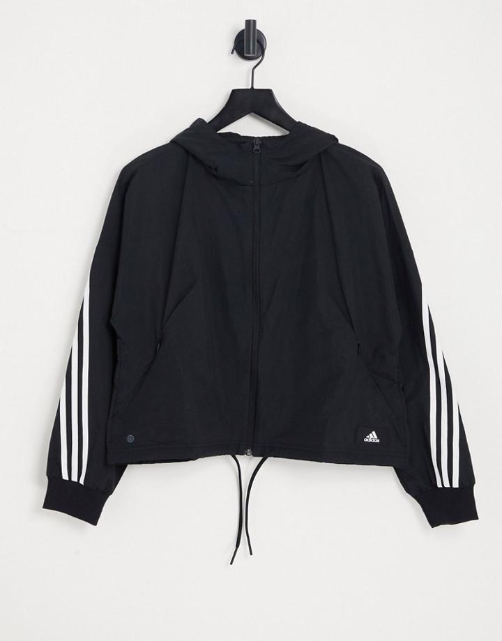 Adidas Sportstyle Future Icons Woven Hooded Jacket In Black