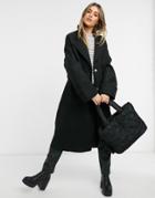 Asos Design Belted Slouchy Coat In Black