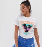 Asos Design Petite T-shirt With Retro Vacation Print - White