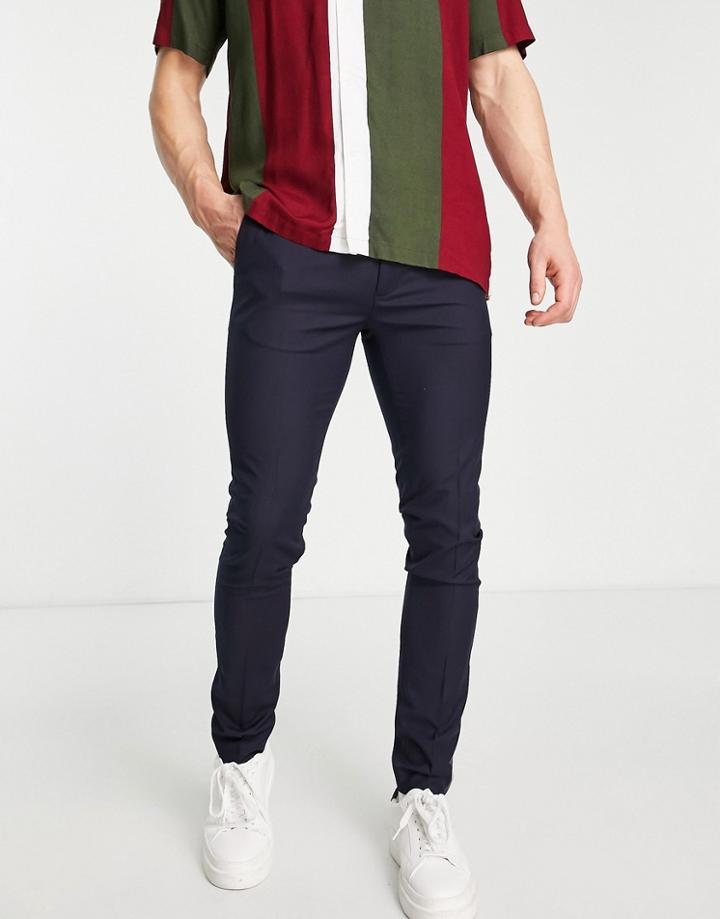 Topman Super Skinny Pants In Navy
