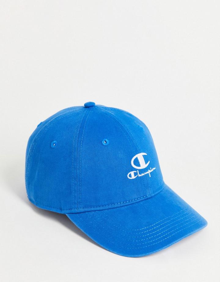 Champion Script Logo Baseball Cap In Blue-blues