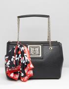 Love Moschino Chain Strap Shoulder Bag With Scarf - Black
