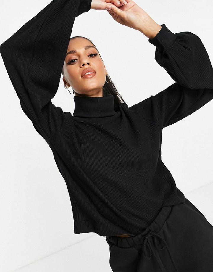 Threadbare Harper Waffle Sweater In Black