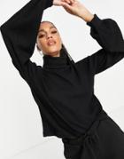 Threadbare Harper Waffle Sweater In Black