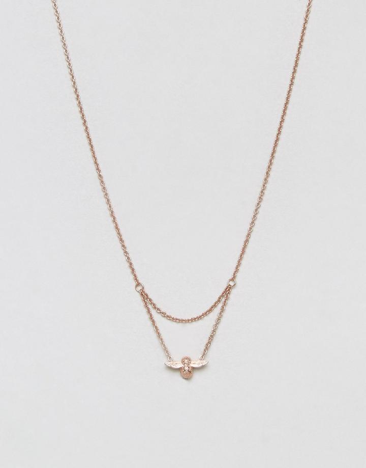 Olivia Burton Molded Bee Drop Rose Gold Necklace - Gold