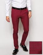 Asos Super Skinny Fit Smart Pants In Mini Check - Red
