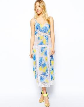 Asos Dropped Waist Lace Insert Cami - Multi