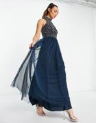Beauut Bridesmaid Embellished Maxi Dress With Tulle Skirt In Navy