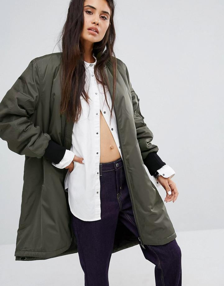 Diesel Longline Bomber Jacket - Gray