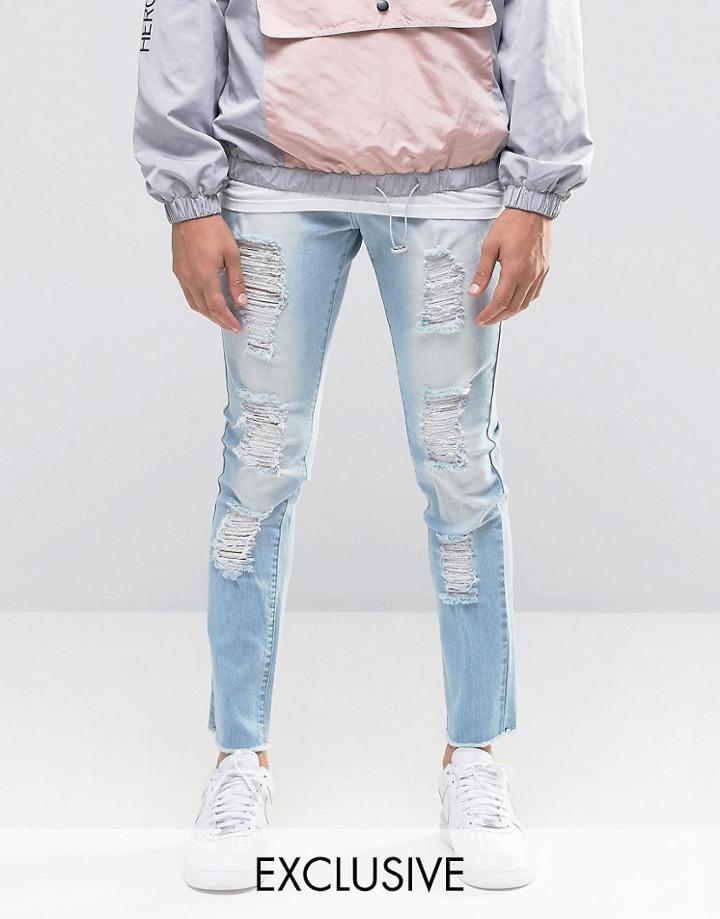 Hero's Heroine Slim Jeans With Distressing - Blue