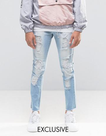 Hero's Heroine Slim Jeans With Distressing - Blue