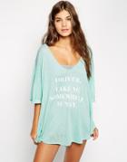 Wildfox Exclusive To Asos Take Me Somewhere Sunny Beach Tunic - Blue