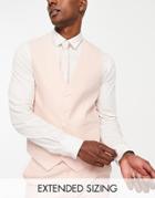 Asos Design Skinny Linen Mix Vest In Pink