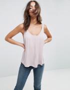 Asos Design Longline Tank With Scoop Neck - Purple