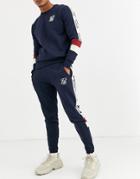 Siksilk Skinny Sweatpants In Navy With Taping