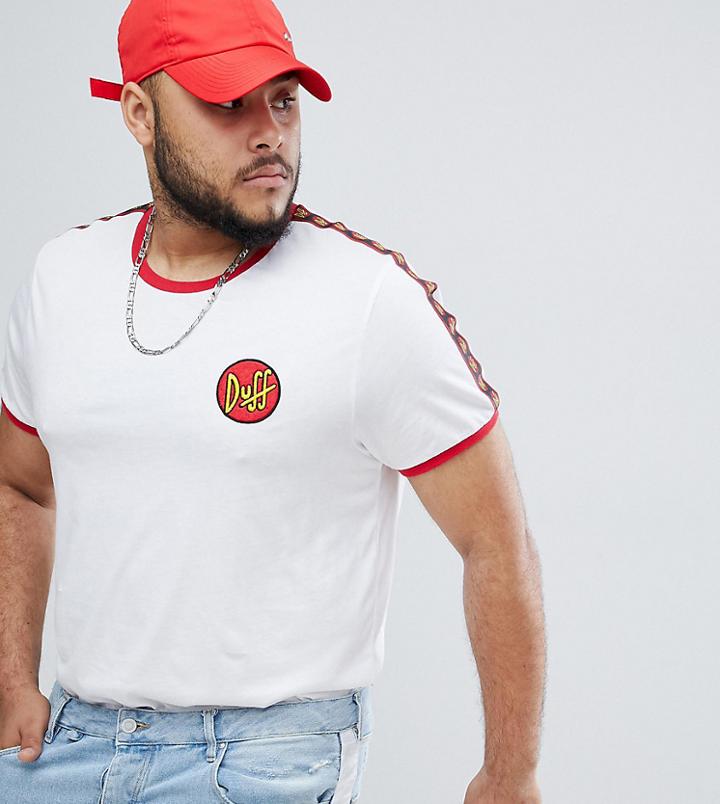 The Simpsons X Asos Design Plus Duff T-shirt With Taping - White