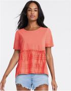River Island Poplin Ruffle Smock Top In Coral-orange