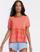 River Island Poplin Ruffle Smock Top In Coral-orange