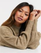 Vero Moda Sweater With Balloon Sleeves In Camel-neutral