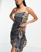 Urban Threads Ruched Mini Skirt In Paisley Print - Part Of A Set-multi
